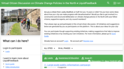 Screen shot of the The Online Platform for the Yorkshire Citizen Climate Change Discussion